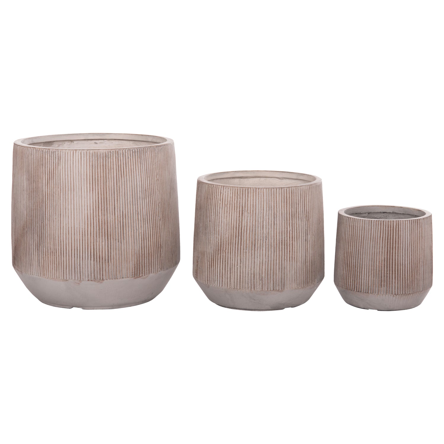 ΣΕΤ 3ΤΜΧ ΓΛΑΣΤΡΕΣ ΣΤΡΟΓΓΥΛΕΣ ΣΕΙΡΑ GARDENER HM4724 FIBERCLAY-ΧΡΩΜΑ CEMENT Φ55x55Υεκ