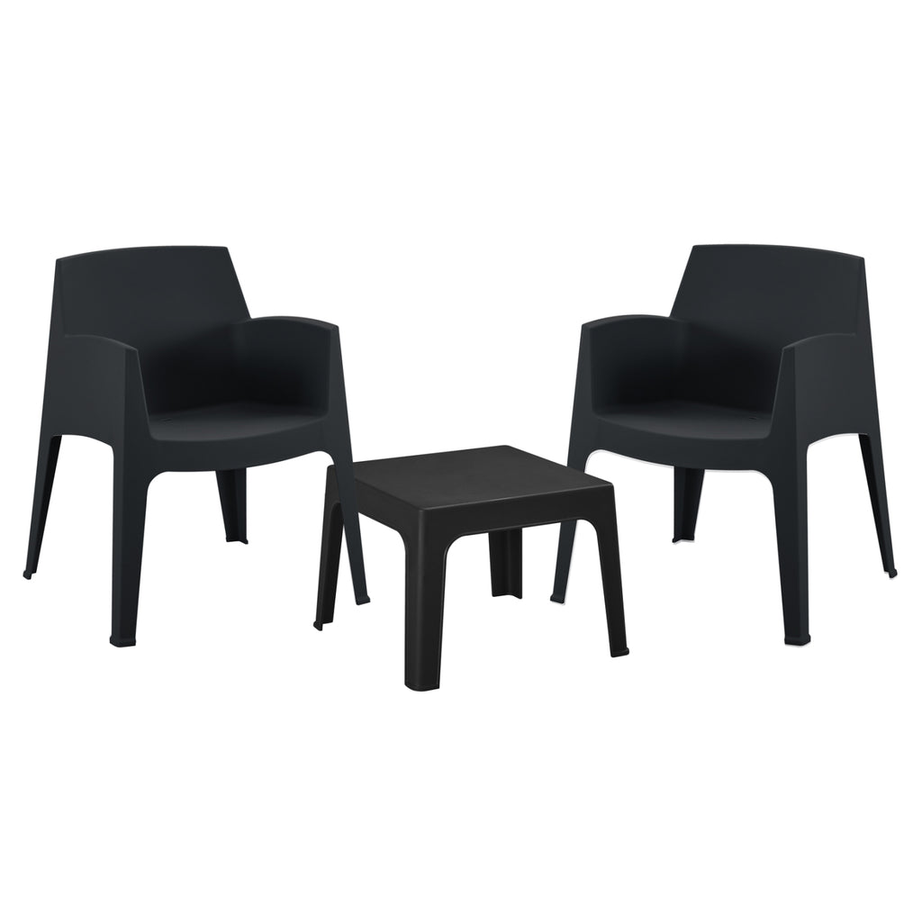 ΣΕΤ 3ΤΜΧ ΠΟΛΥΠΡΟΠΥΛΕΝΙΟΥ SLEEK HM21267.02 ΤΡΑΠΕΖΑΚΙ & 2 ΠΟΛΥΘΡΟΝΕΣ-ΜΑΥΡΟ