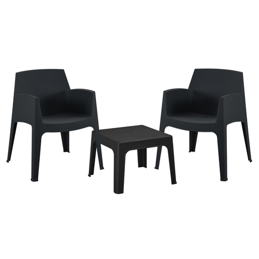 ΣΕΤ 3ΤΜΧ ΠΟΛΥΠΡΟΠΥΛΕΝΙΟΥ SLEEK HM21267.02 ΤΡΑΠΕΖΑΚΙ & 2 ΠΟΛΥΘΡΟΝΕΣ-ΜΑΥΡΟ