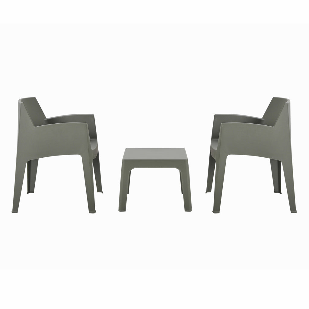 ΣΕΤ 3ΤΜΧ ΠΟΛΥΠΡΟΠΥΛΕΝΙΟΥ SLEEK HM21267.05 ΤΡΑΠΕΖΑΚΙ & 2 ΠΟΛΥΘΡΟΝΕΣ-DARK OLIVE GREEN