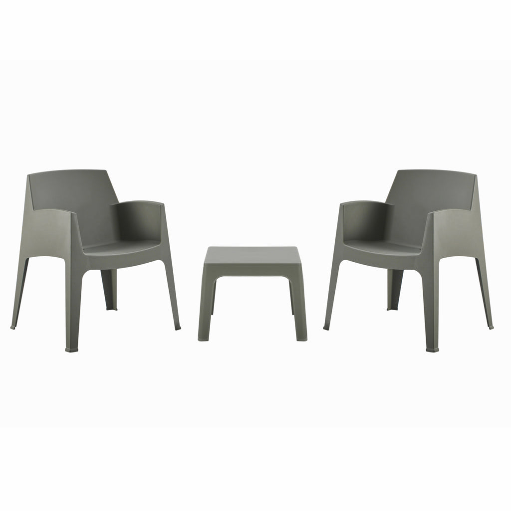 ΣΕΤ 3ΤΜΧ ΠΟΛΥΠΡΟΠΥΛΕΝΙΟΥ SLEEK HM21267.05 ΤΡΑΠΕΖΑΚΙ & 2 ΠΟΛΥΘΡΟΝΕΣ-DARK OLIVE GREEN