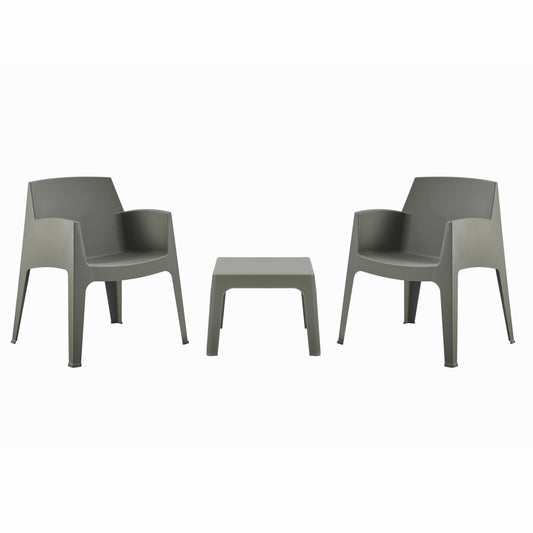 ΣΕΤ 3ΤΜΧ ΠΟΛΥΠΡΟΠΥΛΕΝΙΟΥ SLEEK HM21267.05 ΤΡΑΠΕΖΑΚΙ & 2 ΠΟΛΥΘΡΟΝΕΣ-DARK OLIVE GREEN