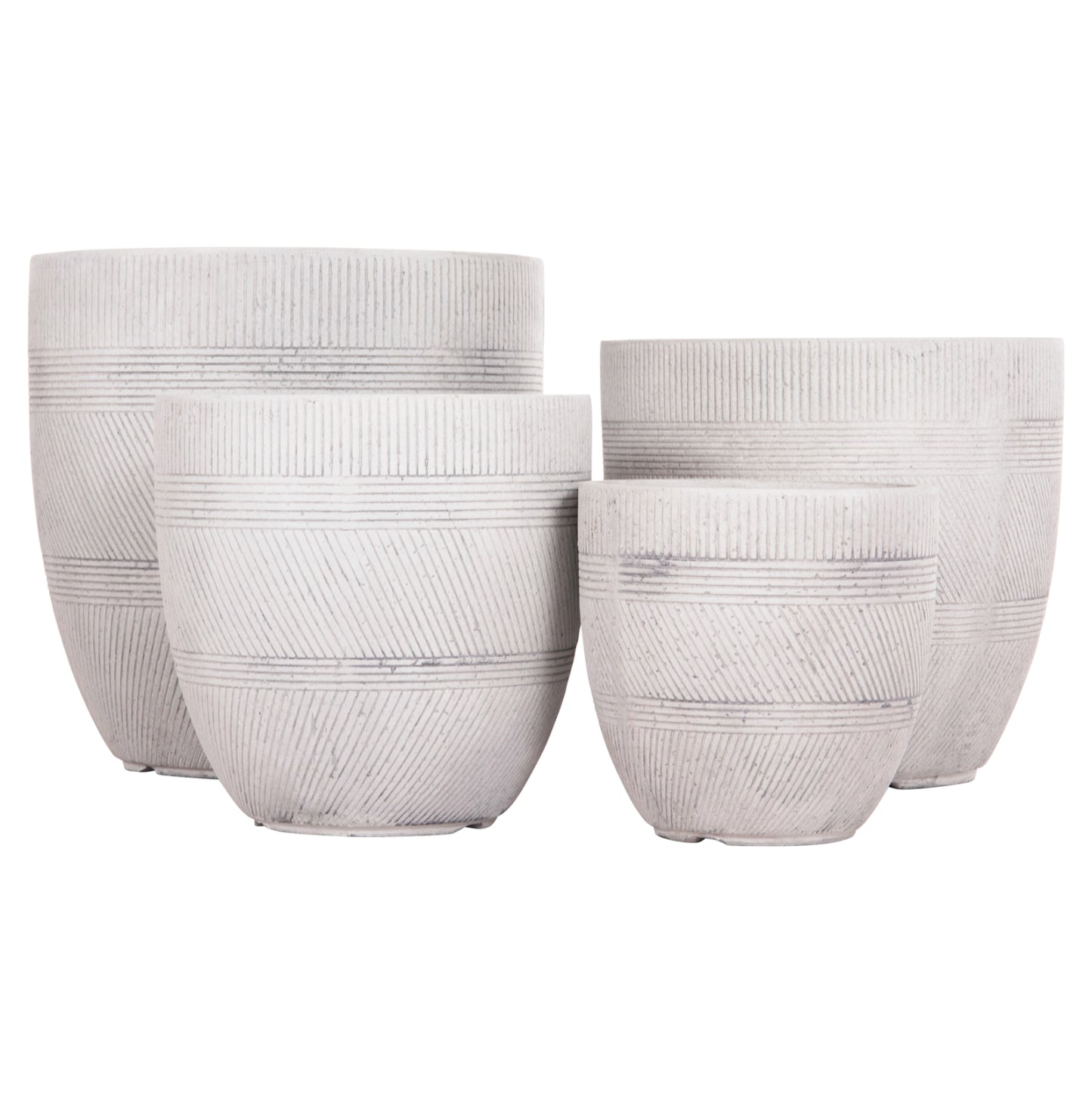 ΣΕΤ 4ΤΜΧ ΓΛΑΣΤΡΕΣ ΣΤΡΟΓΓΥΛΕΣ ΣΕΙΡΑ GARDENER HM4719 FIBERCLAY-ΧΡΩΜΑ CEMENT Φ44x43Υεκ