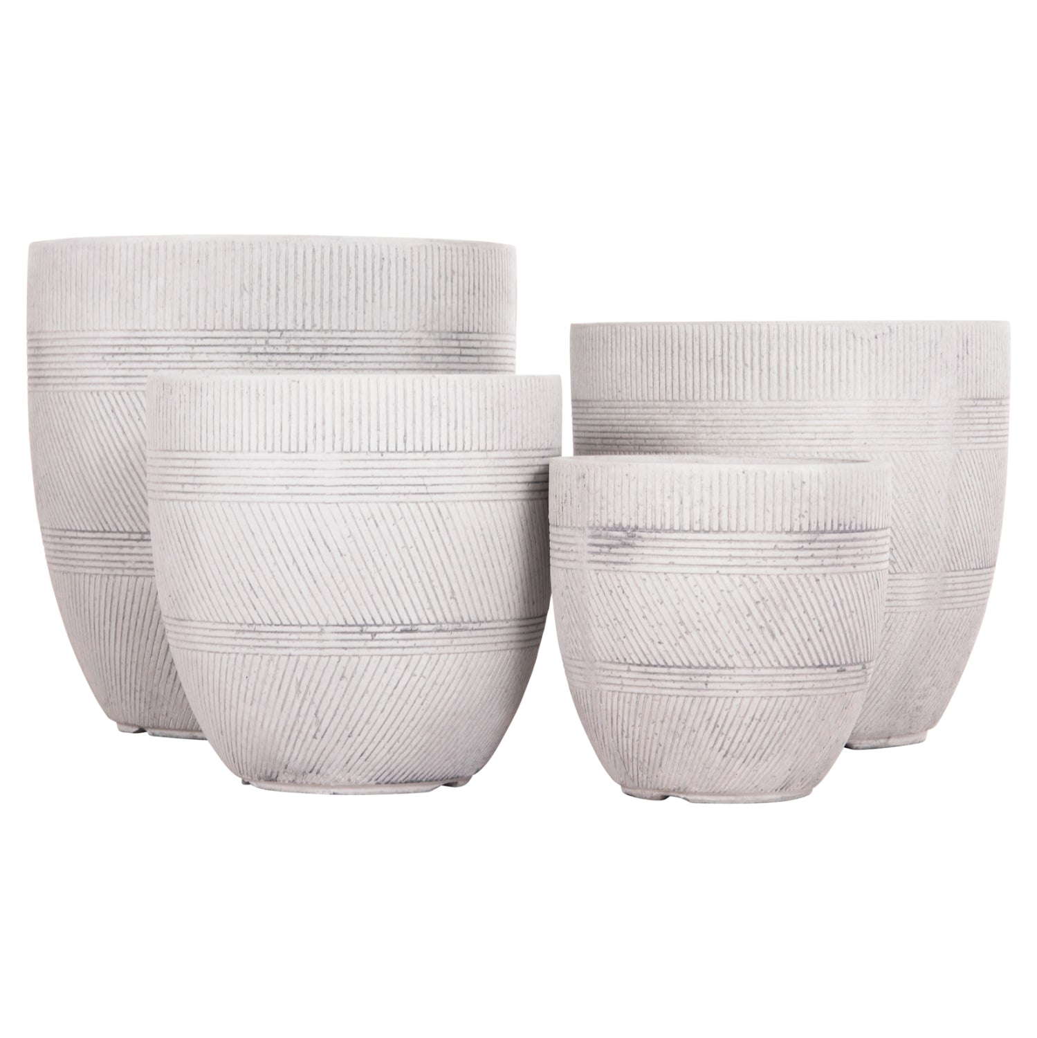 ΣΕΤ 4ΤΜΧ ΓΛΑΣΤΡΕΣ ΣΤΡΟΓΓΥΛΕΣ ΣΕΙΡΑ GARDENER HM4719 FIBERCLAY-ΧΡΩΜΑ CEMENT Φ44x43Υεκ