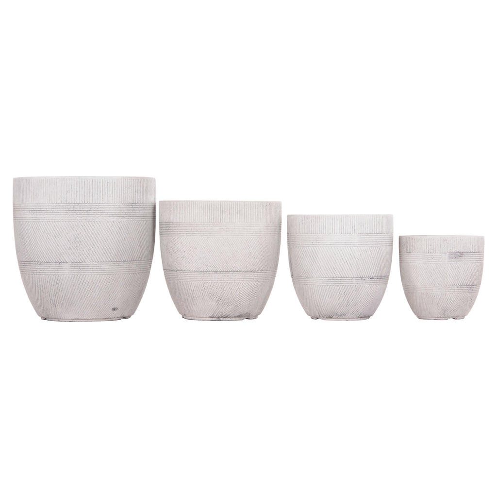 ΣΕΤ 4ΤΜΧ ΓΛΑΣΤΡΕΣ ΣΤΡΟΓΓΥΛΕΣ ΣΕΙΡΑ GARDENER HM4719 FIBERCLAY-ΧΡΩΜΑ CEMENT Φ44x43Υεκ