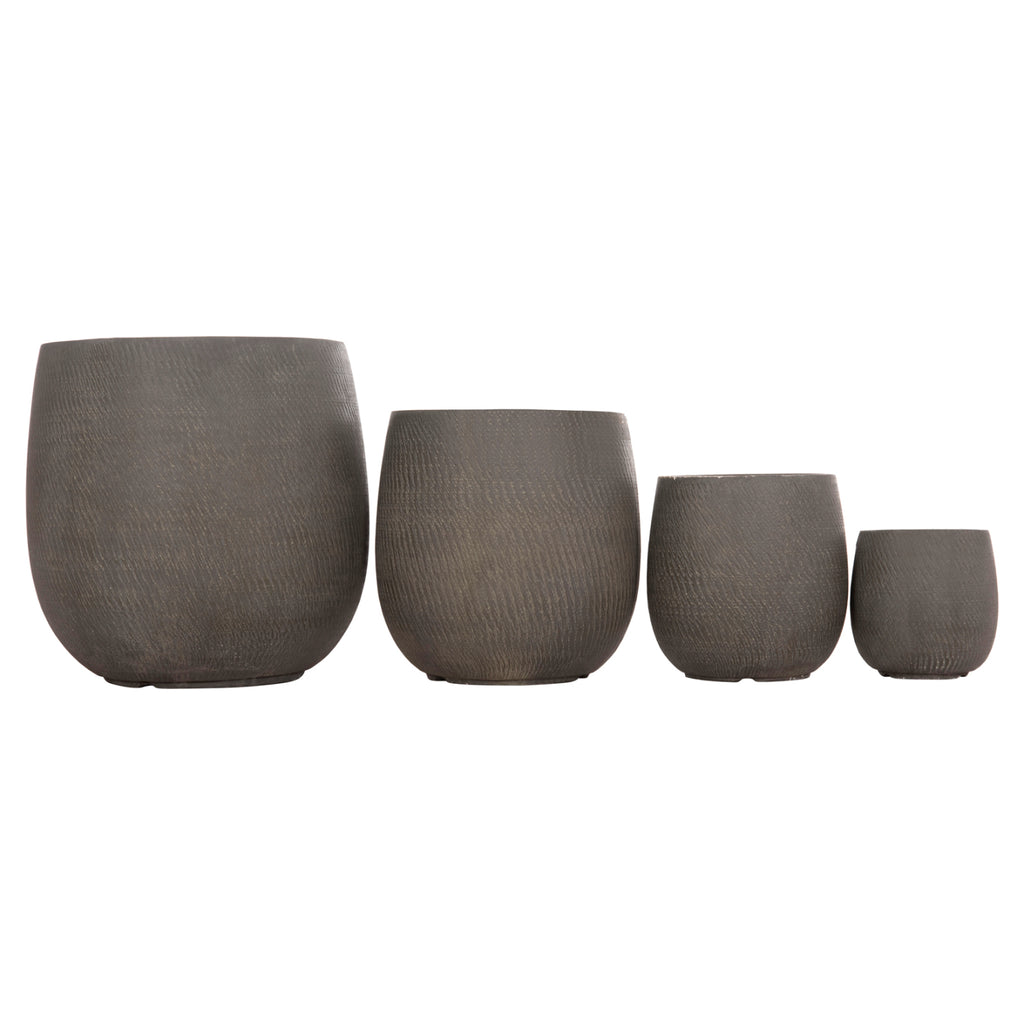 ΣΕΤ 4ΤΜΧ ΓΛΑΣΤΡΕΣ ΣΤΡΟΓΓΥΛΕΣ GARDENER HM4726 FIBERCLAY ΓΚΡΙΖΟΠΡΑΣΙΝΟ Φ52x55Υεκ