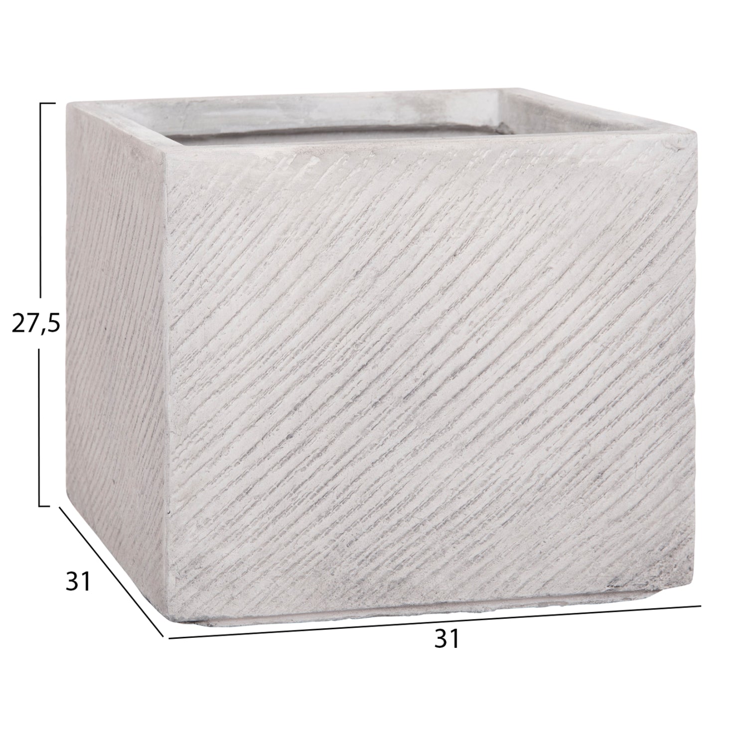 ΣΕΤ 4ΤΜΧ ΓΛΑΣΤΡΕΣ ΤΕΤΡΑΓΩΝΕΣ GARDENER HM4730 FIBERCLAY ΓΚΡΙ CEMENT 37x37x32Υεκ.