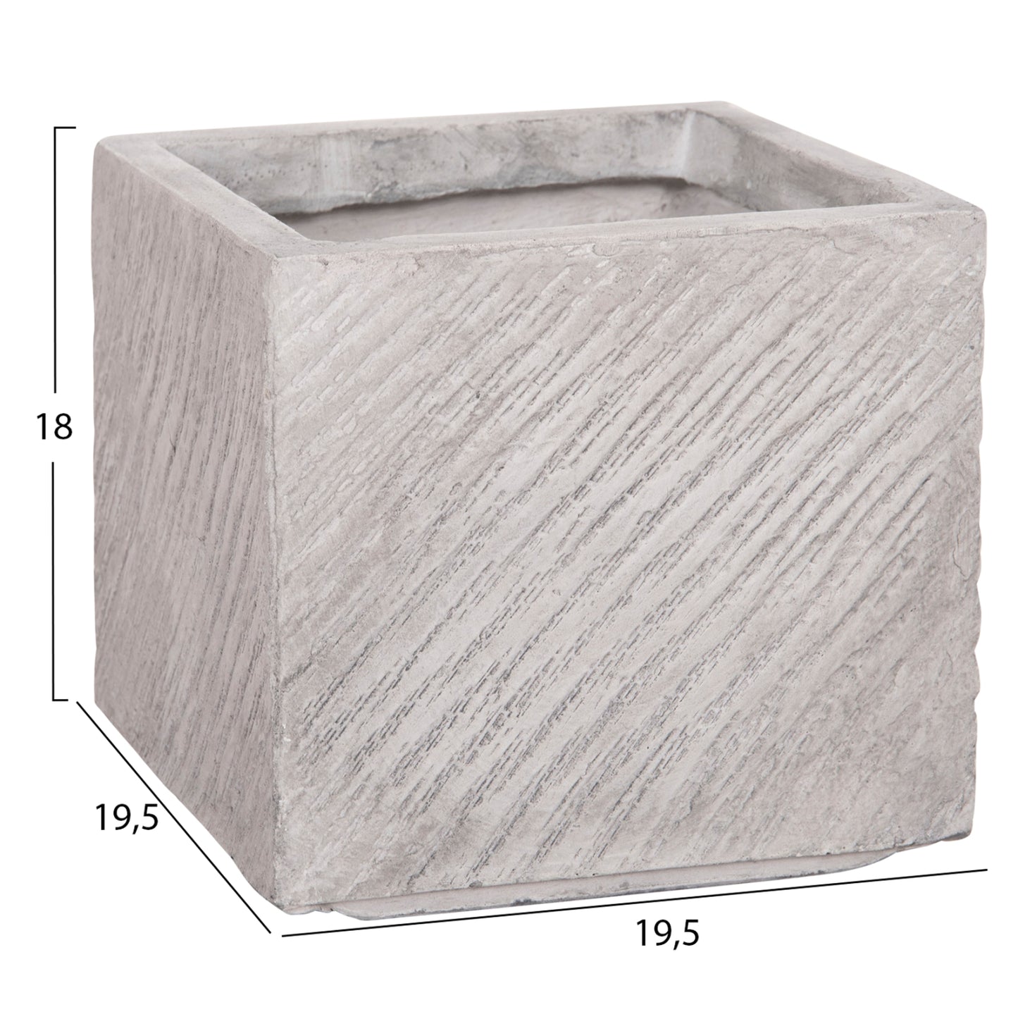 ΣΕΤ 4ΤΜΧ ΓΛΑΣΤΡΕΣ ΤΕΤΡΑΓΩΝΕΣ GARDENER HM4730 FIBERCLAY ΓΚΡΙ CEMENT 37x37x32Υεκ.