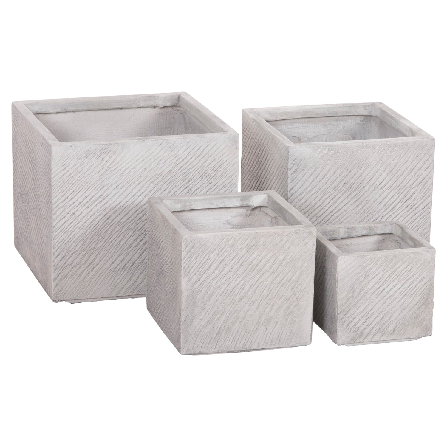 ΣΕΤ 4ΤΜΧ ΓΛΑΣΤΡΕΣ ΤΕΤΡΑΓΩΝΕΣ GARDENER HM4730 FIBERCLAY ΓΚΡΙ CEMENT 37x37x32Υεκ.