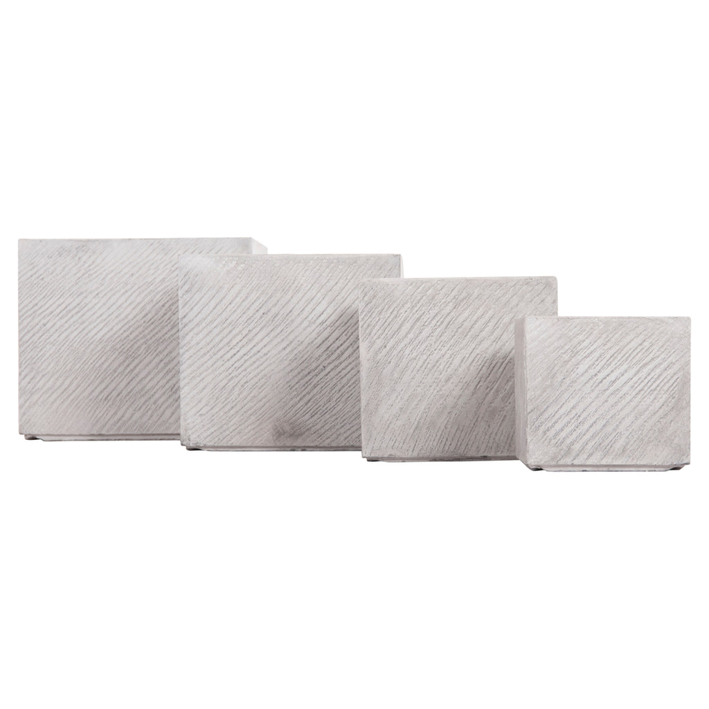 ΣΕΤ 4ΤΜΧ ΓΛΑΣΤΡΕΣ ΤΕΤΡΑΓΩΝΕΣ GARDENER HM4730 FIBERCLAY ΓΚΡΙ CEMENT 37x37x32Υεκ.