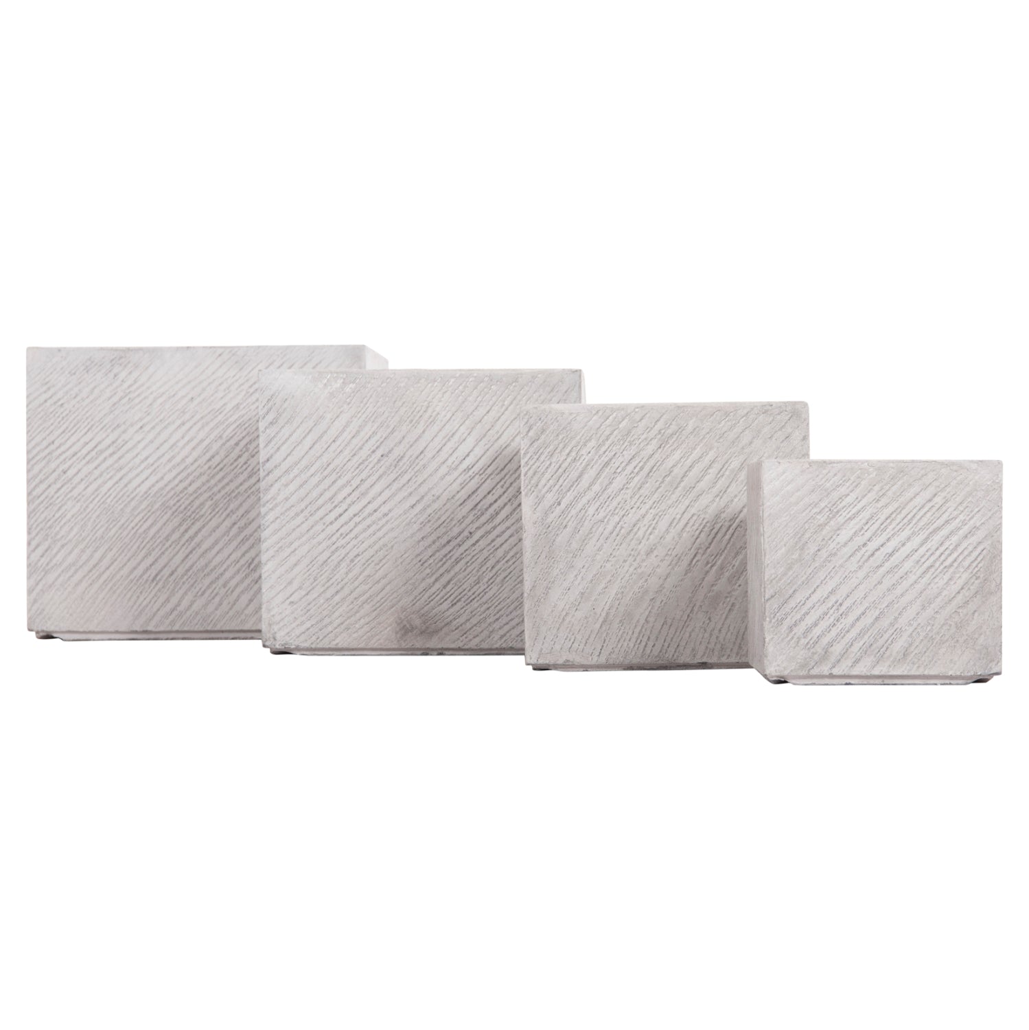 ΣΕΤ 4ΤΜΧ ΓΛΑΣΤΡΕΣ ΤΕΤΡΑΓΩΝΕΣ GARDENER HM4730 FIBERCLAY ΓΚΡΙ CEMENT 37x37x32Υεκ.