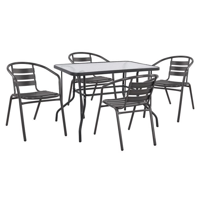 ΣΕΤ ΤΡΑΠΕΖΑΡΙΑΣ 5ΤΜΧ ADAM HM21220.01 ΚΑΡΕΚΛΕΣ ΜΕΤΑΛΛΙΚΕΣ & ΤΡΑΠΕΖΙ 110x60 ΓΚΡΙ