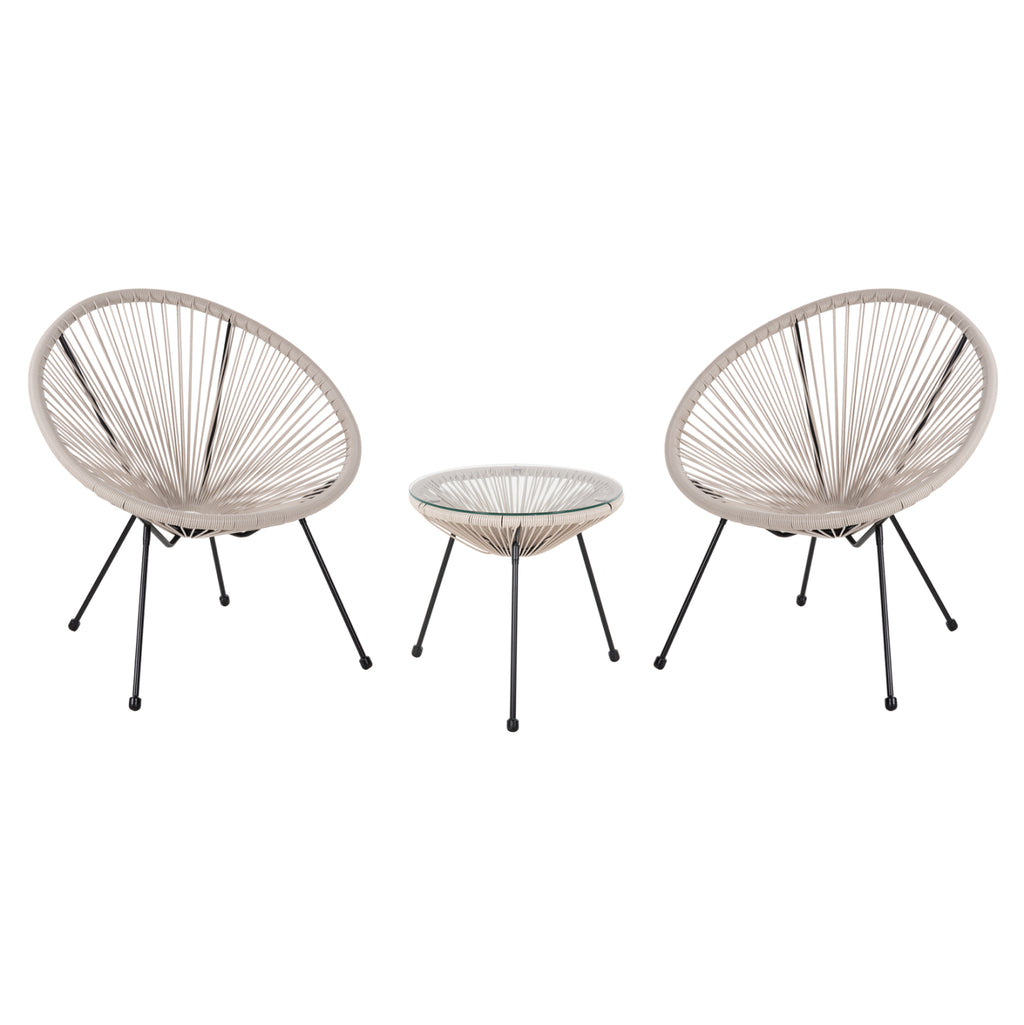 ΣΕΤ ΕΞΩΤΕΡΙΚΟΥ ΧΩΡΟΥ 3ΤΜΧ ACAPULCO HM11861.03 P.E.RATTAN ΕΚΡΟΥ-ΜΕΤΑΛΛΟ ΣΕ ΜΑΥΡΟ
