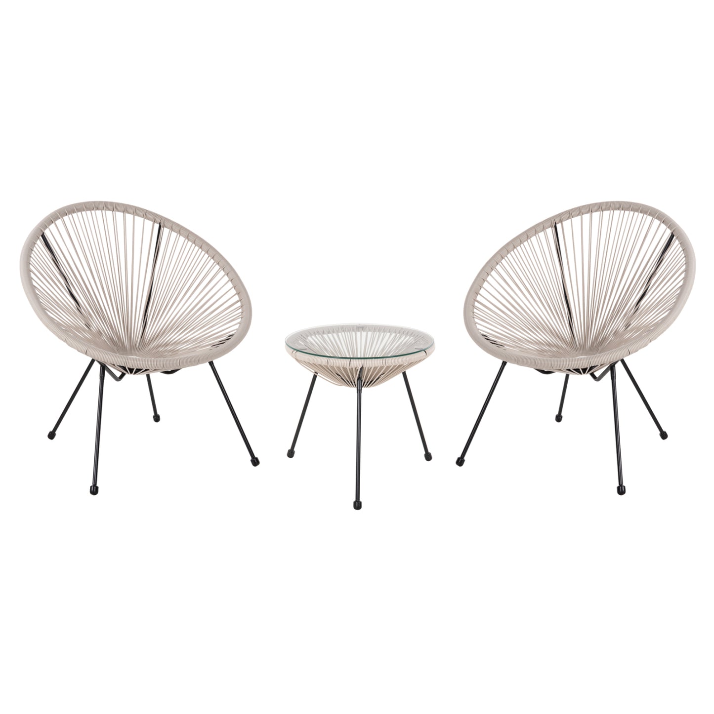 ΣΕΤ ΕΞΩΤΕΡΙΚΟΥ ΧΩΡΟΥ 3ΤΜΧ ACAPULCO HM11861.03 P.E.RATTAN ΕΚΡΟΥ-ΜΕΤΑΛΛΟ ΣΕ ΜΑΥΡΟ