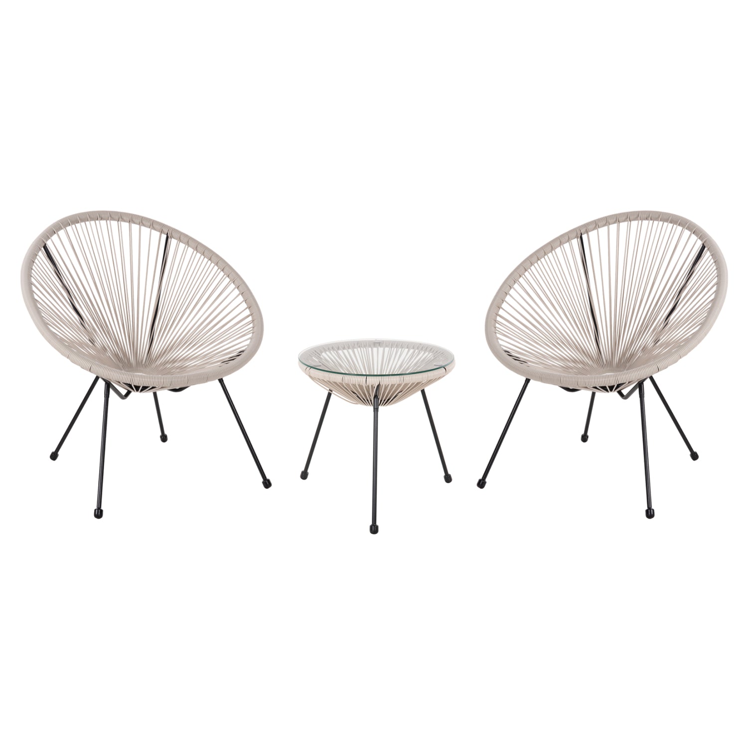 ΣΕΤ ΕΞΩΤΕΡΙΚΟΥ ΧΩΡΟΥ 3ΤΜΧ ACAPULCO HM11861.03 P.E.RATTAN ΕΚΡΟΥ-ΜΕΤΑΛΛΟ ΣΕ ΜΑΥΡΟ