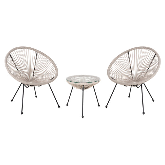 ΣΕΤ ΕΞΩΤΕΡΙΚΟΥ ΧΩΡΟΥ 3ΤΜΧ ACAPULCO HM11861.03 P.E.RATTAN ΕΚΡΟΥ-ΜΕΤΑΛΛΟ ΣΕ ΜΑΥΡΟ