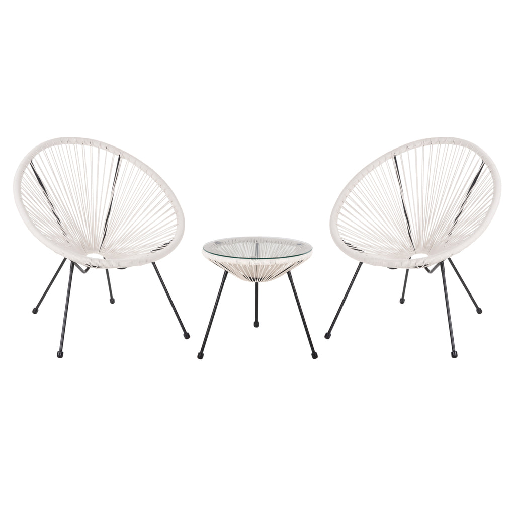 ΣΕΤ ΕΞΩΤΕΡΙΚΟΥ ΧΩΡΟΥ 3ΤΜΧ ACAPULCO HM11861.12 P.E.RATTAN ΛΕΥΚΟ-ΜΕΤΑΛΛΟ ΣΕ ΜΑΥΡΟ