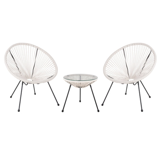 ΣΕΤ ΕΞΩΤΕΡΙΚΟΥ ΧΩΡΟΥ 3ΤΜΧ ACAPULCO HM11861.12 P.E.RATTAN ΛΕΥΚΟ-ΜΕΤΑΛΛΟ ΣΕ ΜΑΥΡΟ