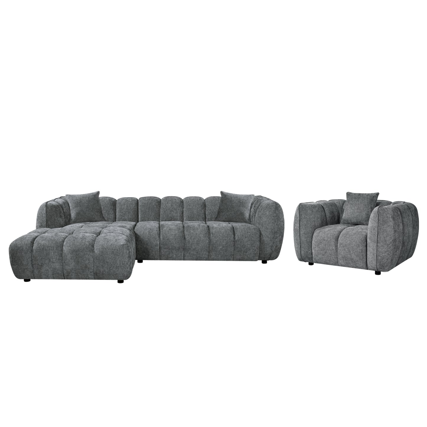 ΣΕΤ ΚΑΝΑΠΕΣ ΓΩΝΙΑ (ΑΡΙΣΤΕΡΗ)-ΠΟΛΥΘΡΟΝΑ LOUNGE LYKKE HM10820.01L ΓΚΡΙ ΥΦΑΣΜΑ