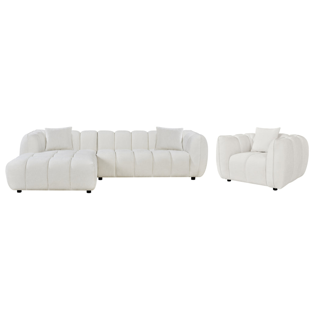 ΣΕΤ ΚΑΝΑΠΕΣ ΓΩΝΙΑ (ΑΡΙΣΤΕΡΗ)-ΠΟΛΥΘΡΟΝΑ LOUNGE LYKKE HM10820.02L ΕΚΡΟΥ ΥΦΑΣΜΑ