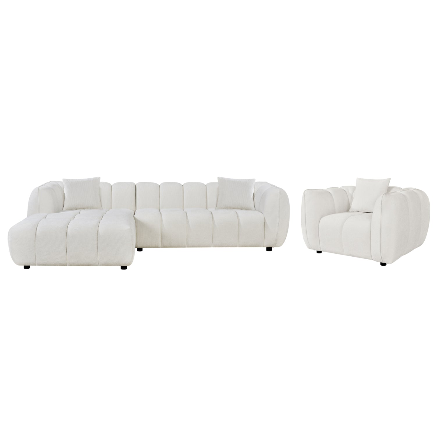 ΣΕΤ ΚΑΝΑΠΕΣ ΓΩΝΙΑ (ΑΡΙΣΤΕΡΗ)-ΠΟΛΥΘΡΟΝΑ LOUNGE LYKKE HM10820.02L ΕΚΡΟΥ ΥΦΑΣΜΑ