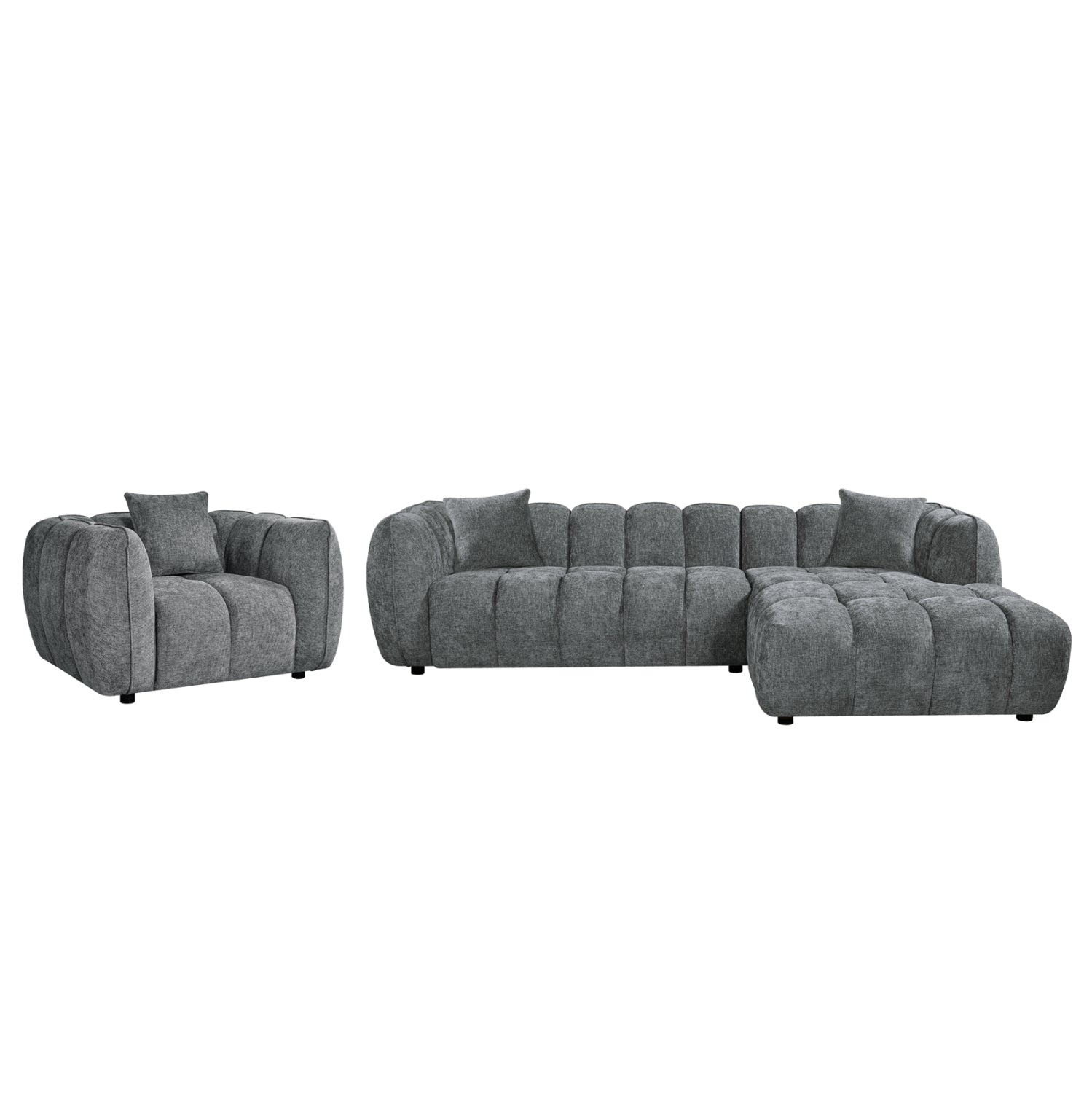 ΣΕΤ ΚΑΝΑΠΕΣ ΓΩΝΙΑ (ΔΕΞΙΑ)-ΠΟΛΥΘΡΟΝΑ LOUNGE LYKKE HM10820.01R ΓΚΡΙ ΥΦΑΣΜΑ