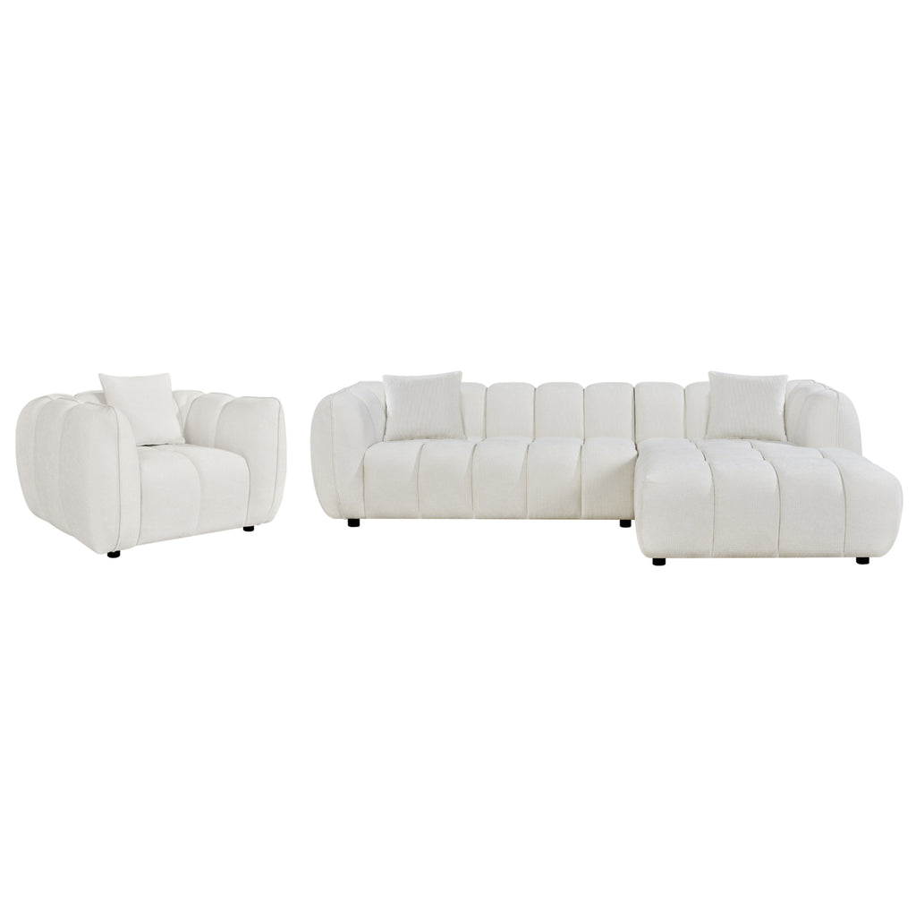 ΣΕΤ ΚΑΝΑΠΕΣ ΓΩΝΙΑ (ΔΕΞΙΑ)-ΠΟΛΥΘΡΟΝΑ LOUNGE LYKKE HM10820.02R ΕΚΡΟΥ ΥΦΑΣΜΑ