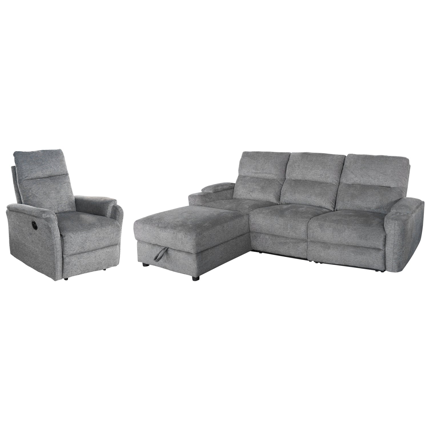 ΣΕΤ ΚΑΝΑΠΕΣ-ΠΟΛΥΘΡΟΝΑ RELAX SYNTHIA HM10735.03 ΓΚΡΙ ΥΦΑΣΜΑ-ΗΛ.ΑΝΑΚΛΙΣΗ [L]