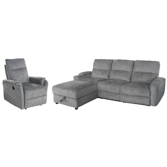 ΣΕΤ ΚΑΝΑΠΕΣ-ΠΟΛΥΘΡΟΝΑ RELAX SYNTHIA HM10735.03 ΓΚΡΙ ΥΦΑΣΜΑ-ΗΛ.ΑΝΑΚΛΙΣΗ [L]