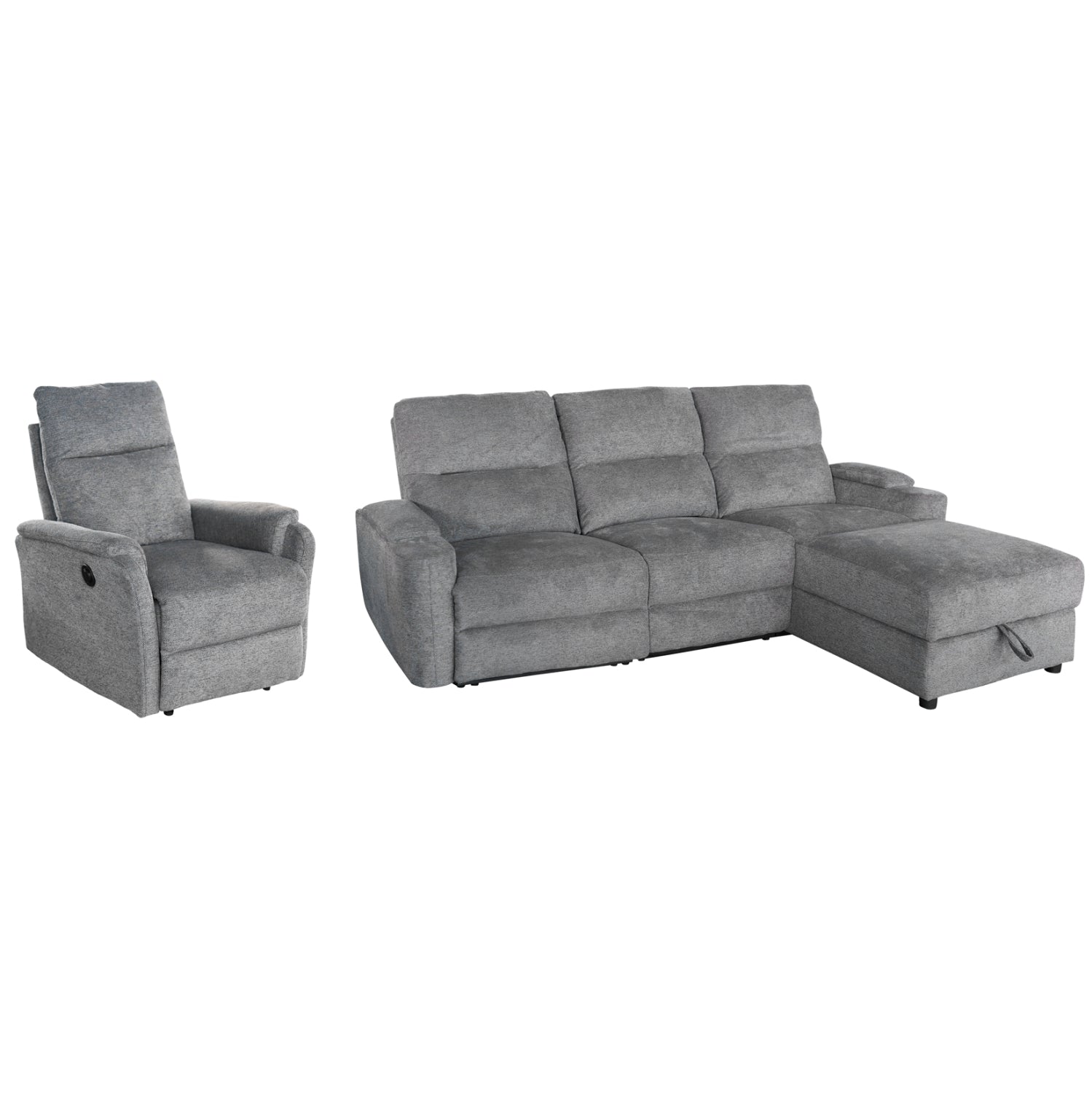 ΣΕΤ ΚΑΝΑΠΕΣ-ΠΟΛΥΘΡΟΝΑ RELAX SYNTHIA HM10736.03 ΓΚΡΙ ΥΦΑΣΜΑ-ΗΛ.ΑΝΑΚΛΙΣΗ [R]