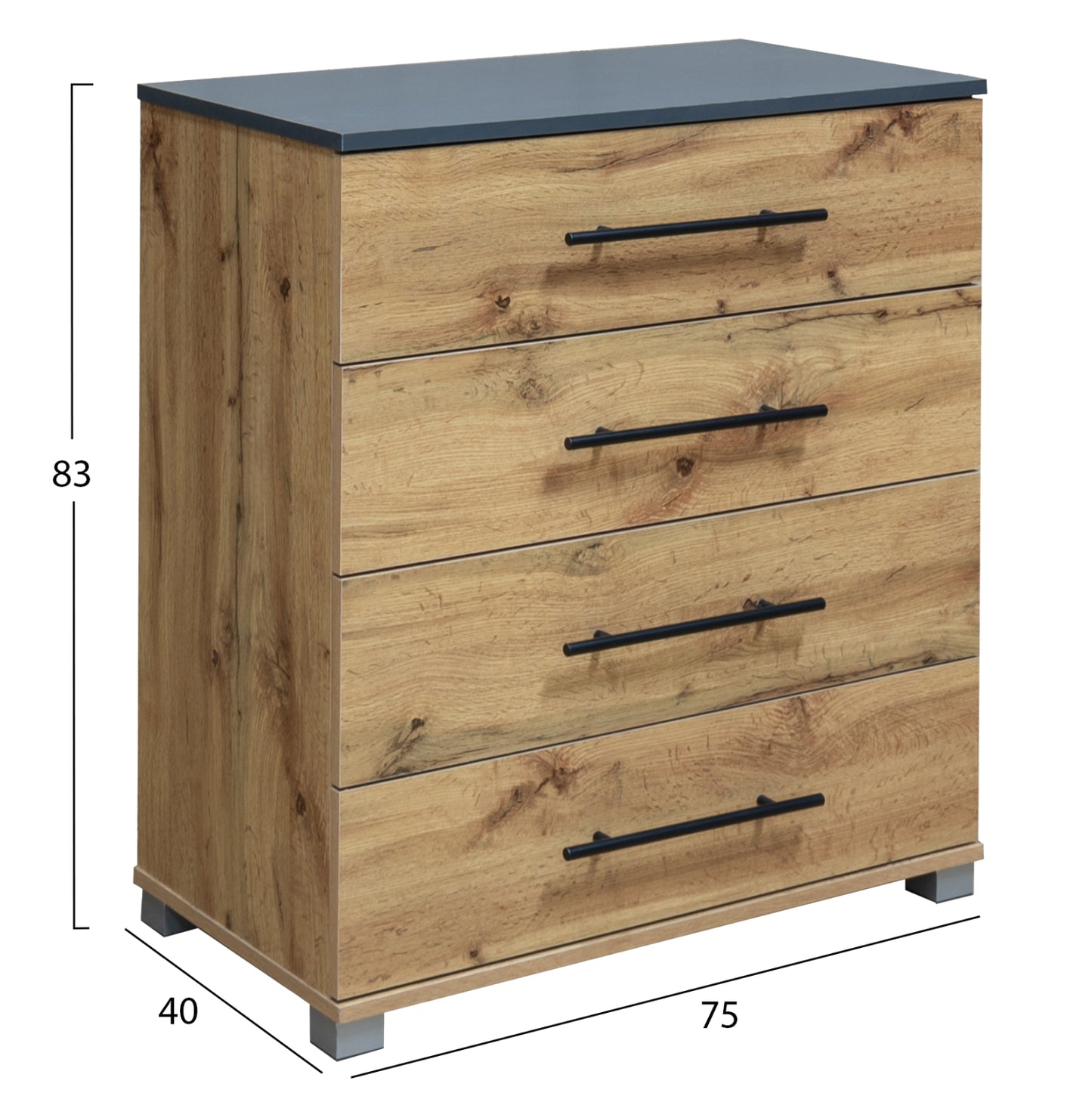 ΣΕΤ ΚΡΕΒΑΤΟΚΑΜΑΡΑΣ 5ΤΜΧ CARYS HM10888.12 ΜΕΛΑΜΙΝΗ ΣΕ ΦΥΣΙΚΟ ΞΥΛΟΥ/ΓΚΡΙ