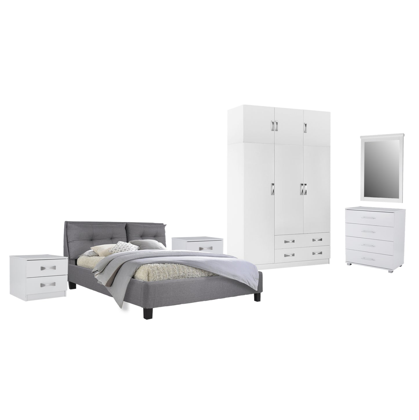ΣΕΤ ΚΡΕΒΑΤΟΚΑΜΑΡΑΣ 6ΤΜΧ CARLY HM10884.05 ΜΕΛΑΜΙΝΗ ΛΕΥΚΗ-ΥΦΑΣΜΑ ΓΚΡΙ