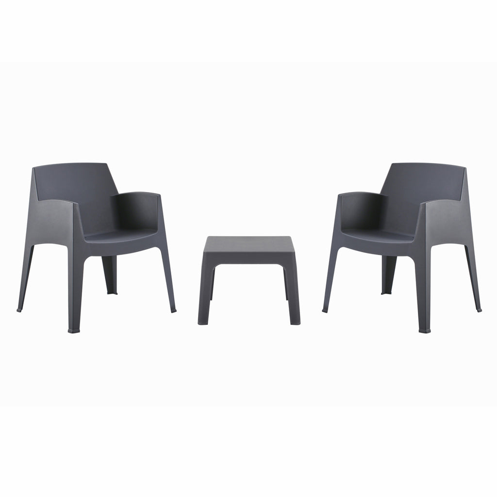 ΣΕΤ 3ΤΜΧ ΠΟΛΥΠΡΟΠΥΛΕΝΙΟΥ SLEEK HM21267.10 ΤΡΑΠΕΖΑΚΙ & 2 ΠΟΛΥΘΡΟΝΕΣ-ΓΚΡΙ