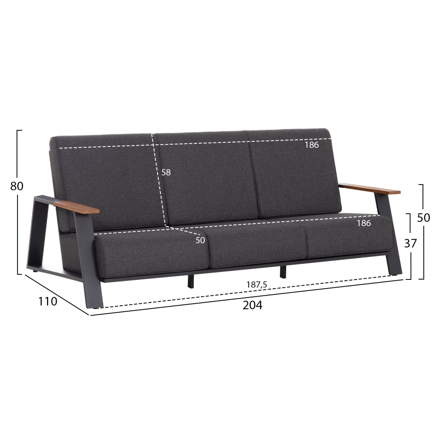 ΣΕΤ ΣΑΛΟΝΙ 4ΤΜΧ LAITH HM6551.01 ΑΛΟΥΜΙΝΙΟ & ΜΑΞΙΛΑΡΙΑ ΓΚΡΙ
