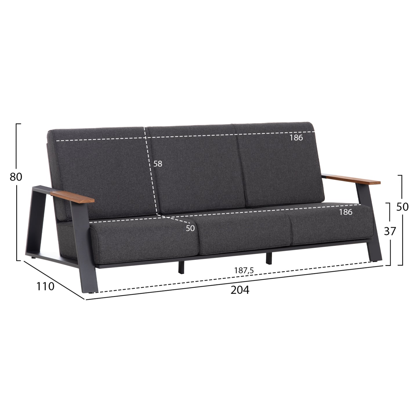 ΣΕΤ ΣΑΛΟΝΙ 4ΤΜΧ LAITH HM6551.01 ΑΛΟΥΜΙΝΙΟ & ΜΑΞΙΛΑΡΙΑ ΓΚΡΙ