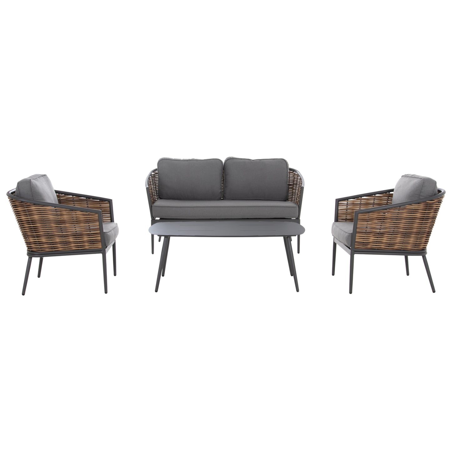 ΣΕΤ ΣΑΛΟΝΙ 4ΤΜΧ CASSIAN HM6552.01 ΑΛΟΥΜΙΝΙΟ & ΜΑΞΙΛΑΡΙΑ ΓΚΡΙ-ΜΠΕΖ P.E.RATTAN