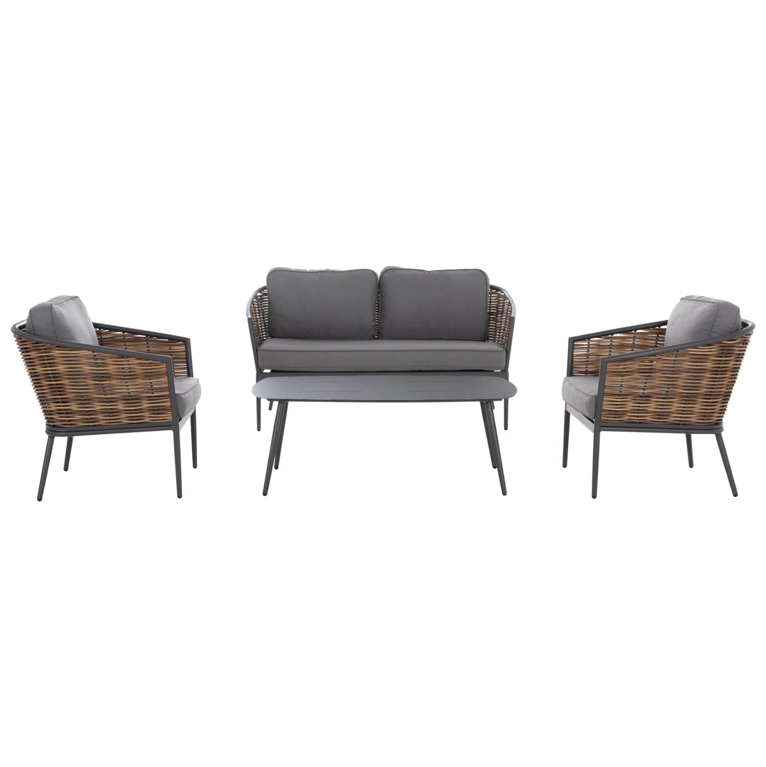 ΣΕΤ ΣΑΛΟΝΙ 4ΤΜΧ CASSIAN HM6552.01 ΑΛΟΥΜΙΝΙΟ & ΜΑΞΙΛΑΡΙΑ ΓΚΡΙ-ΜΠΕΖ P.E.RATTAN