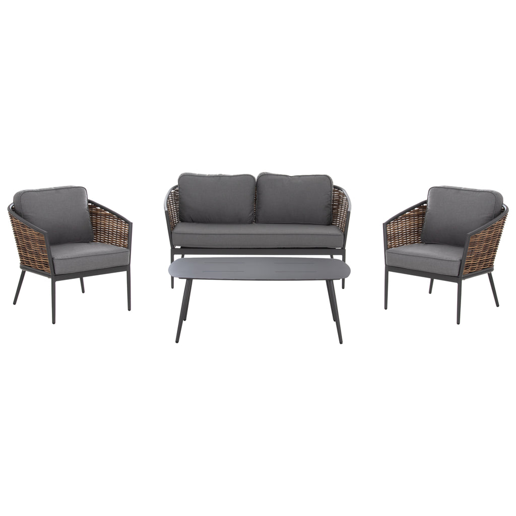 ΣΕΤ ΣΑΛΟΝΙ 4ΤΜΧ CASSIAN HM6552.01 ΑΛΟΥΜΙΝΙΟ & ΜΑΞΙΛΑΡΙΑ ΓΚΡΙ-ΜΠΕΖ P.E.RATTAN