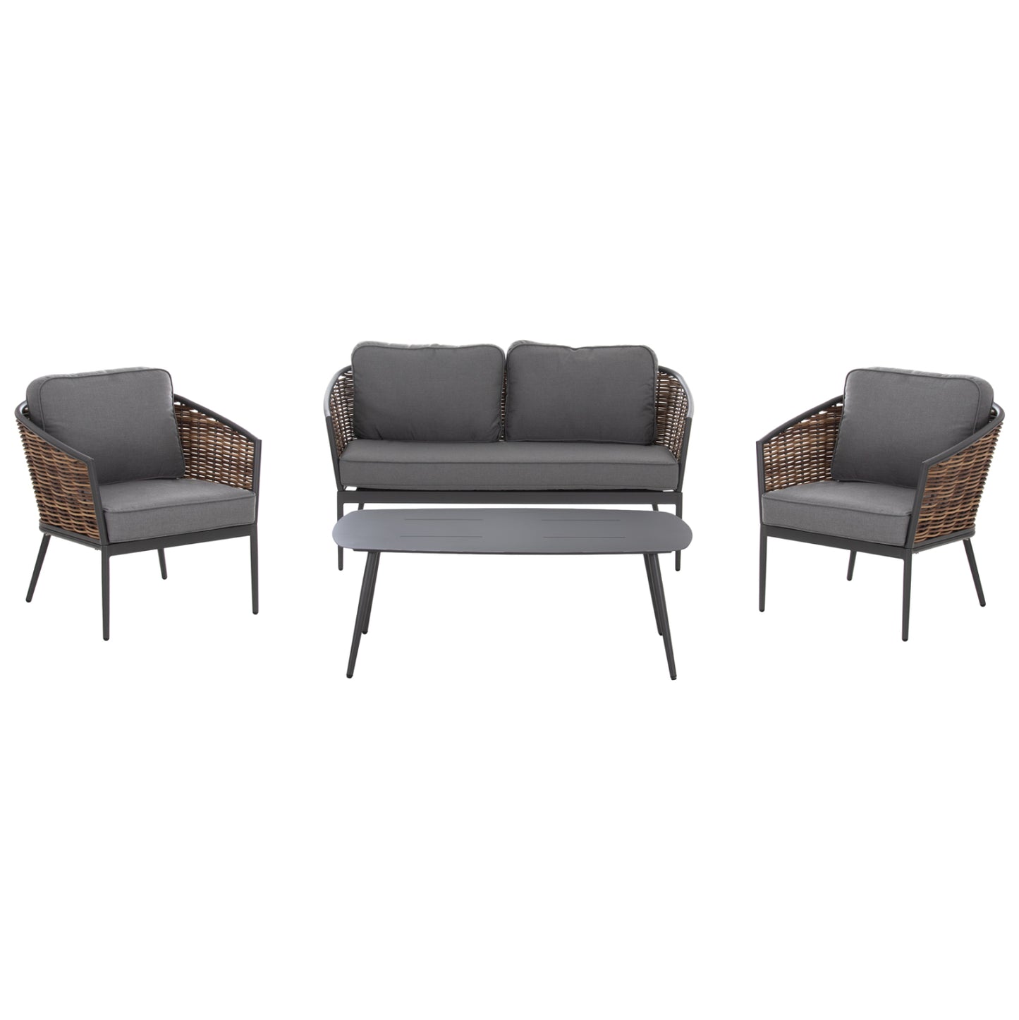 ΣΕΤ ΣΑΛΟΝΙ 4ΤΜΧ CASSIAN HM6552.01 ΑΛΟΥΜΙΝΙΟ & ΜΑΞΙΛΑΡΙΑ ΓΚΡΙ-ΜΠΕΖ P.E.RATTAN