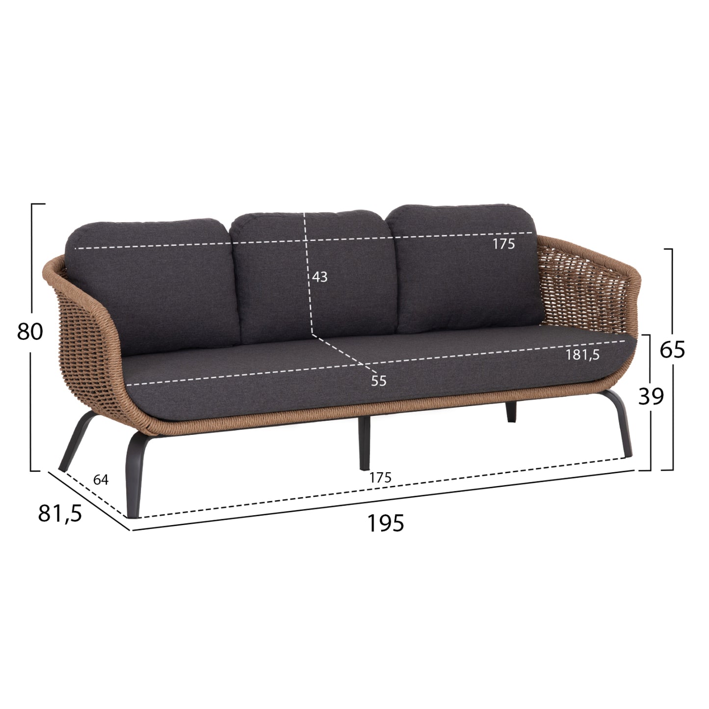 ΣΕΤ ΣΑΛΟΝΙ 5ΤΜΧ STERN HM6555.01 ΓΚΡΙ ΑΛΟΥΜΙΝΙΟ & OLEFIN--TWIST WICKER ΣΕ ΦΥΣΙΚΟ