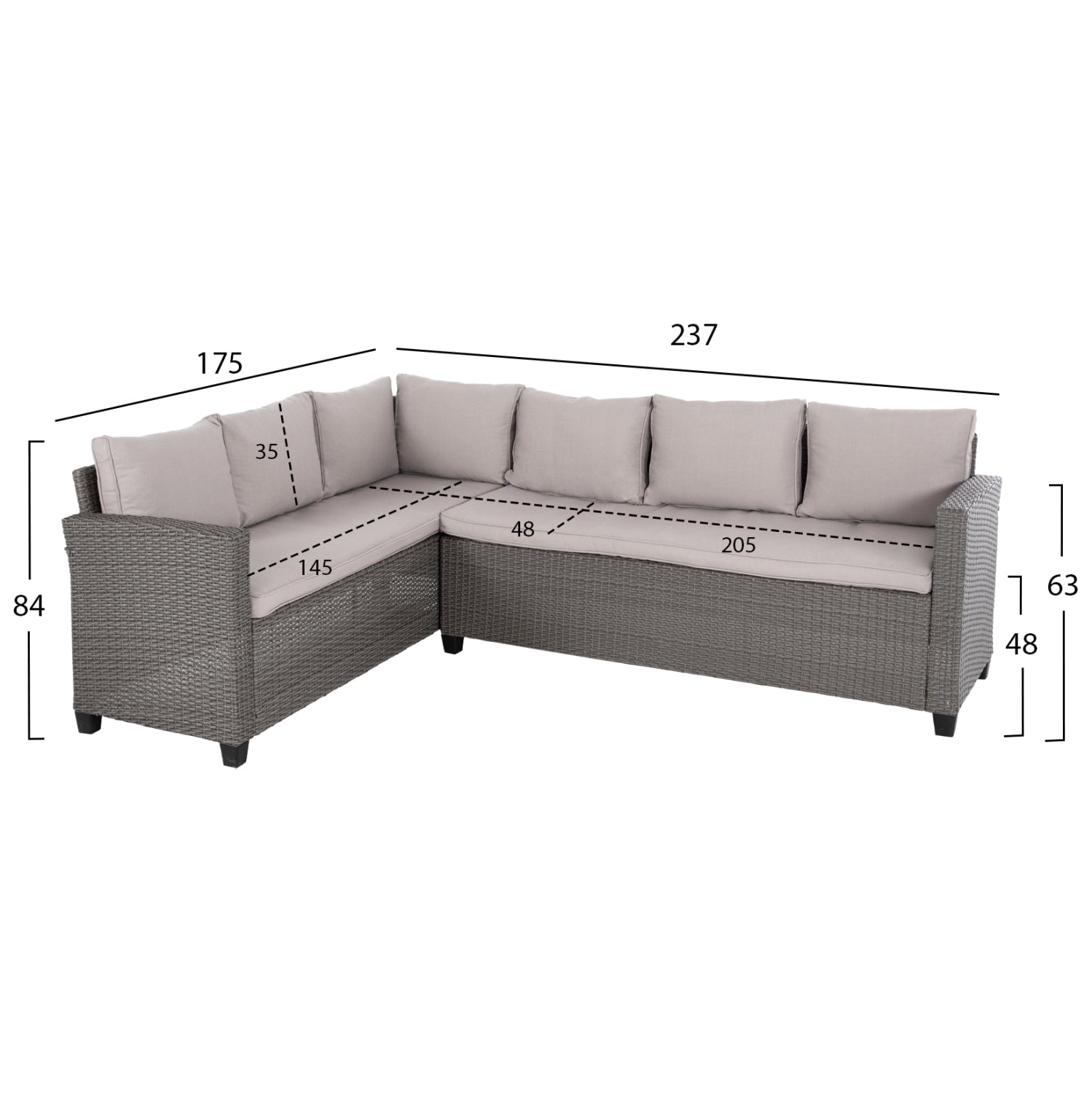 ΣΕΤ ΣΑΛΟΝΙ ΓΩΝΙΑ & ΤΡΑΠΕΖΙ CARSON HM6078.01 ΓΚΡΙ ΣΥΝΘ.RATTAN-ΜΑΞΙΛΑΡΙΑ