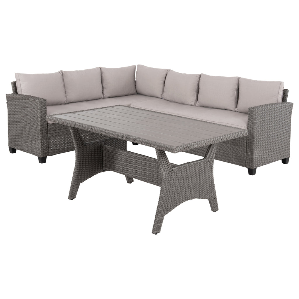 ΣΕΤ ΣΑΛΟΝΙ ΓΩΝΙΑ & ΤΡΑΠΕΖΙ CARSON HM6078.01 ΓΚΡΙ ΣΥΝΘ.RATTAN-ΜΑΞΙΛΑΡΙΑ