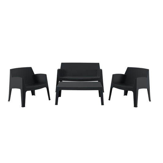 ΣΕΤ ΣΑΛΟΝΙ ΕΞ.ΧΩΡΟΥ 4ΤΜΧ SLEEK HM21268.02 ΜΑΥΡΟ ΠΟΛΥΠΡΟΠΥΛΕΝΙΟ