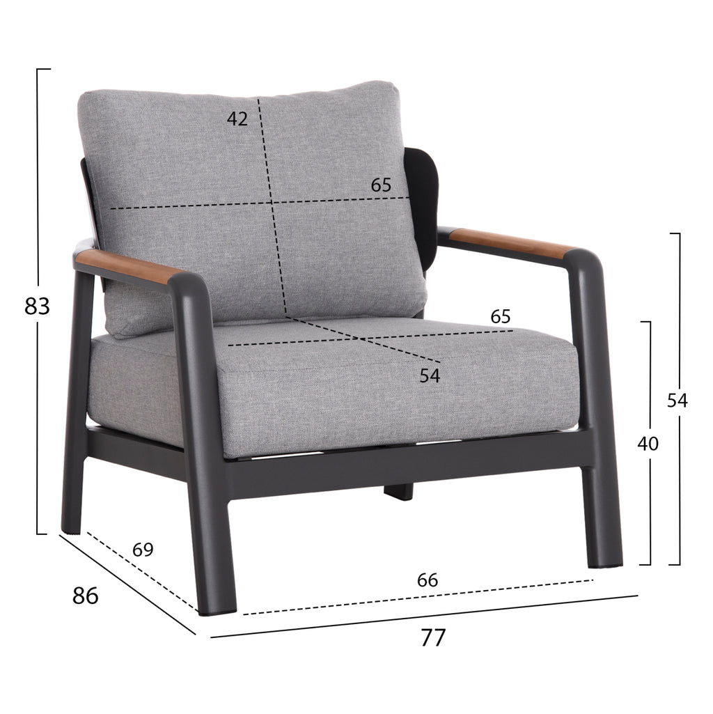 ΣΕΤ ΣΑΛΟΝΙ ΕΞ.ΧΩΡΟΥ 4ΤΜΧ ELARA ΗΜ6195.01 ΓΚΡΙ ΑΛΟΥΜΙΝΙΟ & OLEFIN-TEAK ΦΥΣΙΚΟ