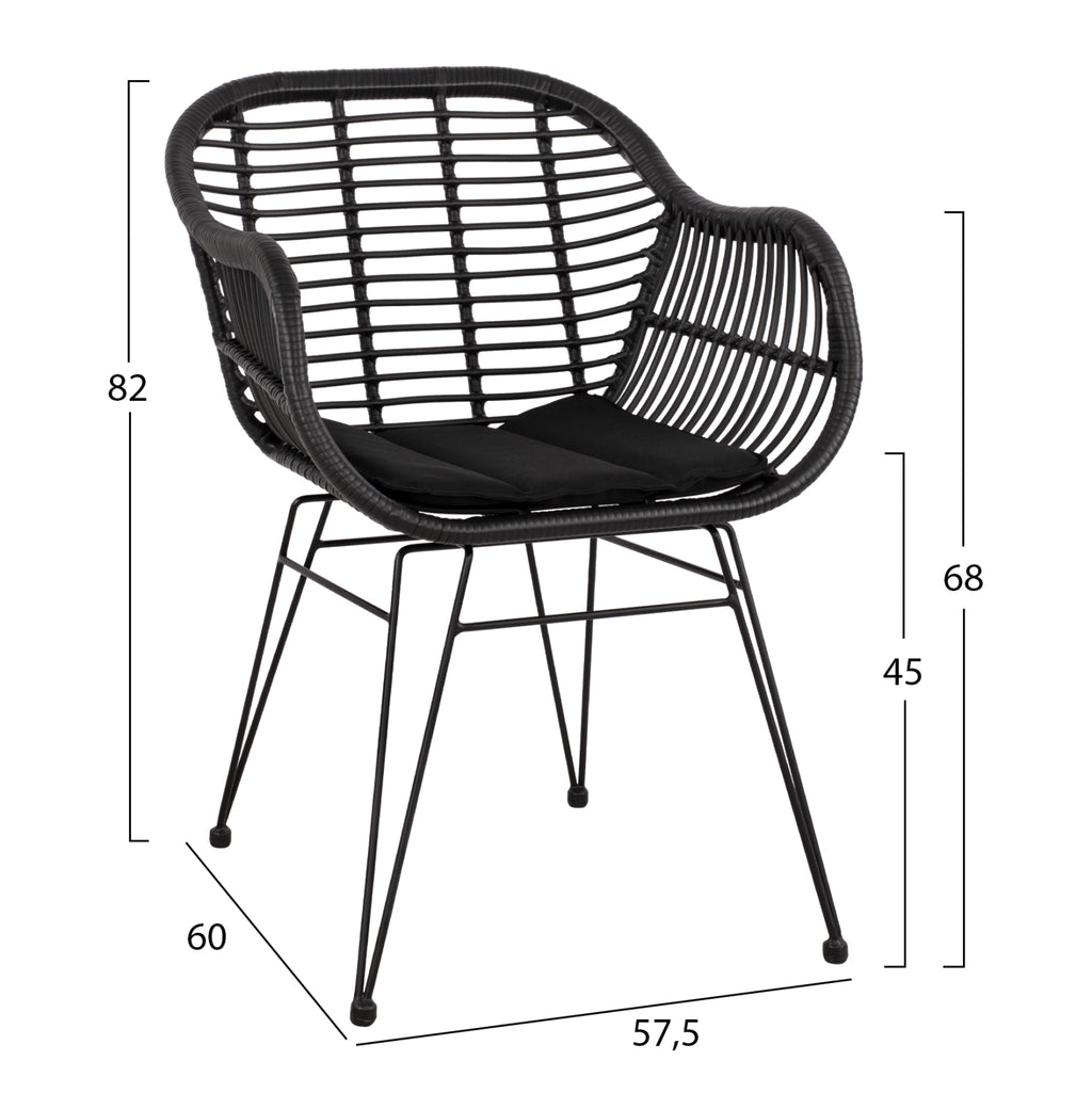 ΣΕΤ ΤΡΑΠΕΖΑΡΙΑΣ 3ΤΜΧ HM11871 ΜΕΤΑΛΛΟ & RATTAN ΣΕ ΜΑΥΡΟ ΧΡΩΜΑ