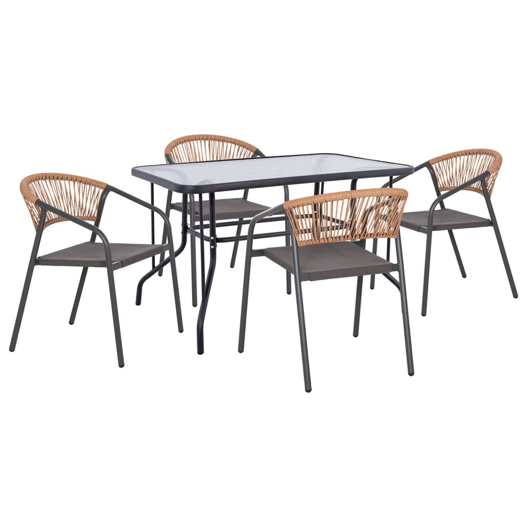 ΣΕΤ ΤΡΑΠΕΖΑΡΙΑΣ 5ΤΜΧ ADAM HM10727.01 ΚΑΡΕΚΛΕΣ ΜΕΤΑΛΛΙΚΕΣ & ΤΡΑΠΕΖΙ 110x60εκ ΓΚΡΙ