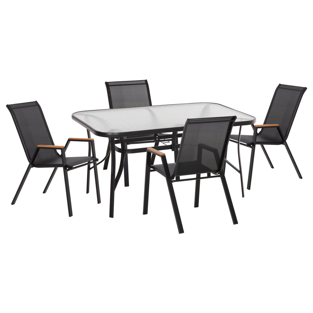 ΣΕΤ ΤΡΑΠΕΖΑΡΙΑΣ 5ΤΜΧ BRUNO HM10729.03 ΚΑΡΕΚΛΕΣ ΜΕΤΑΛΛΙΚΕΣ & ΤΡΑΠΕΖΙ 150x90εκ ΜΑΥΡΟ
