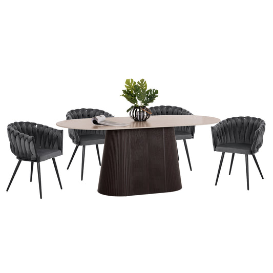 ΣΕΤ ΤΡΑΠΕΖΑΡΙΑΣ 5ΤΜΧ CATER HM12118.01 ΚΕΡΑΜΙΚΟ TOP ΟΒΑΛ--ΓΚΡΙ ΒΕΛΟΥΔΟ
