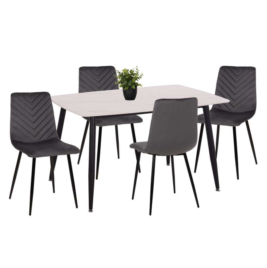 ΣΕΤ ΤΡΑΠΕΖΑΡΙΑΣ 5ΤΜΧ LATRELL HM21192 ΤΡΑΠΕΖΙ ΚΕΡΑΜΙΚΟ TOP-ΒΕΛΟΥΔΟ ΓΚΡΙ ΚΑΡΕΚΛΕΣ