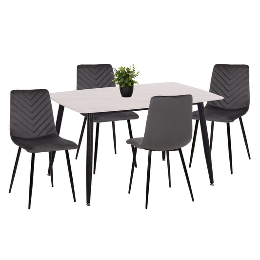 ΣΕΤ ΤΡΑΠΕΖΑΡΙΑΣ 5ΤΜΧ LATRELL HM21192 ΤΡΑΠΕΖΙ ΚΕΡΑΜΙΚΟ TOP-ΒΕΛΟΥΔΟ ΓΚΡΙ ΚΑΡΕΚΛΕΣ